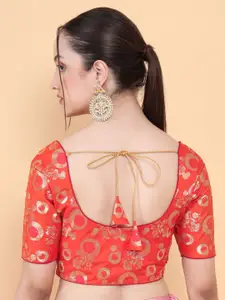 MIMOSA Woven-Design Raw Silk Readymade Saree Blouse