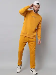 GRIFFEL Men Mustard Solid Tracksuits