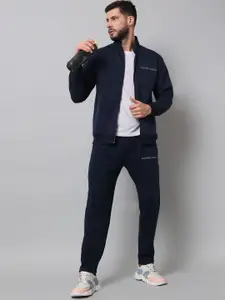 GRIFFEL Men Navy Blue Colourblocked Tracksuit