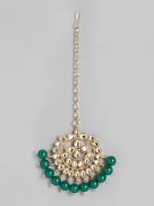 Peora Gold-Plated & Green Kundan Studded Necklace Set