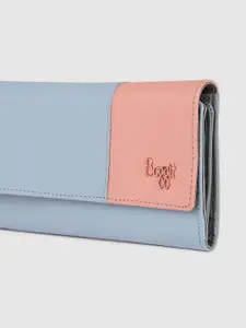 Baggit Women Blue & Pink Colourblocked Three Fold Wallet