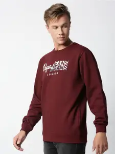 Pepe Jeans Men Red Printed Sweatshirt