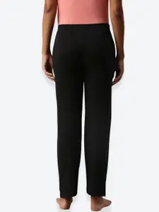 NOT YET by us Women Solid Mid-Rise Straight Fit Pure Cotton Lounge Pants