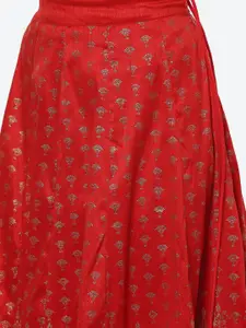 Biba Women Red Printed Ethnic Flared Skirt
