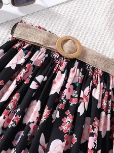 INCLUD Girls Floral Print Gathered A-line Skirt