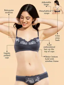 Enamor Luxe Wirefree Balconette Padded Bra Medium Coverage F144