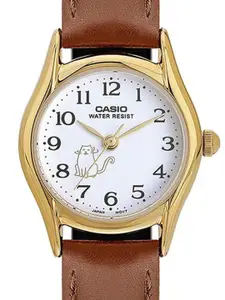 CASIO Women Dial & Leather Cuff Straps Analogue Watch A2268