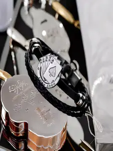 UNIVERSITY TRENDZ Men Leather Oxidised Multistrand Bracelet