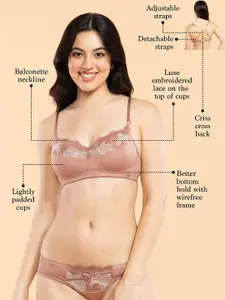 Enamor Luxe Wirefree Balconette Padded Bra Medium Coverage F144