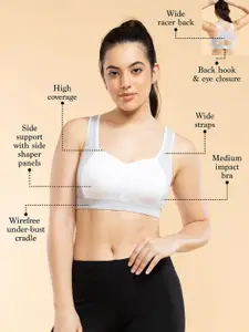 Enamor Medium Impact Cotton Sports Bra, Padded, Wire-Free, Full Coverage For Comfort Sb38