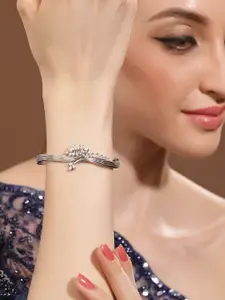 Priyaasi Silver Plated American Diamond Bangle Style Bracelet