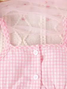 INCLUD Girls Checked Shoulder Straps Top with Shorts