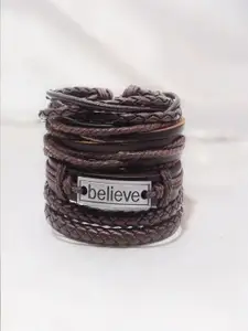 UNIVERSITY TRENDZ Men Believe Leather Multistrand Bracelet