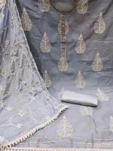 KIMISHA Floral Embroidered Sequinned Unstitched Dress Material