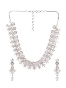 Priyaasi Rose Gold-Plated AD Stones-Studded Necklace and Earrings