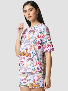 Wear Your Opinion Doodle Printed T-Shirt With Shorts