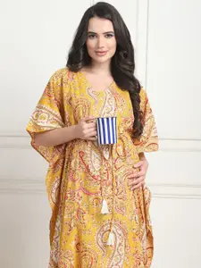 Secret Wish Ethnic Motifs Printed Maxi Cotton Kaftan Nightdress