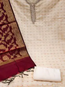 KIMISHA Floral Zari Embellished Unstitched Dress Material