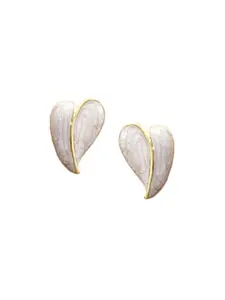 KRENOZ Rhodium Plated Heart Shaped Studs Earrings