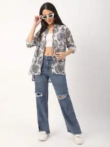 VASTRADO Women Classic Spread Collar Floral Printed Oversized Casual Shirt