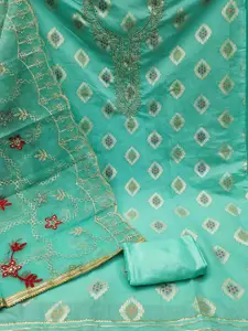 KIMISHA Geometric Embellished Zari Unstitched Dress Material