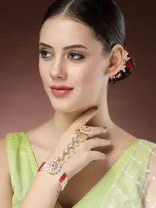 NVR Gold Plated Kundan Ring Bracelet