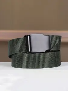 WINSOME DEAL Men Slider Buckle Closure Textured Casual Belt