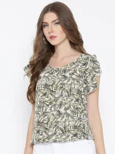 Sera Women Tropical Printed Round Neck Top