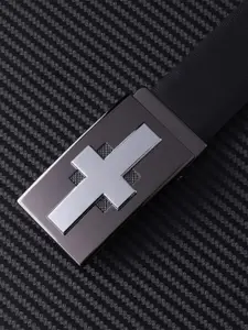 WINSOME DEAL Men Push Pin Closure Textured Formal Belt