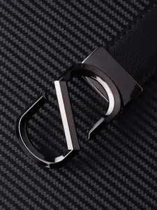 WINSOME DEAL Men Push Pin Closure Textured Formal Belt