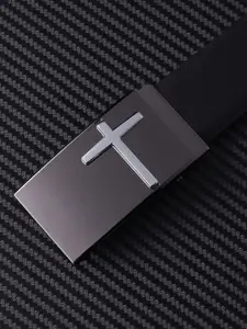 WINSOME DEAL Men Push Pin Closure Textured Formal Belt