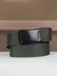 WINSOME DEAL Men Slider Buckle Closure Textured Casual Belt