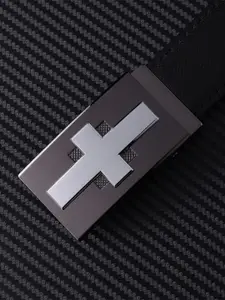 WINSOME DEAL Men Push Pin Closure Textured Formal Belt