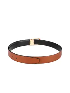 WINSOME DEAL Men Push Pin Closure Textured Formal Belt