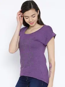 Sera Women Bling & Sparkly Round Neck Cotton Top
