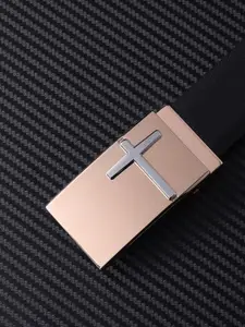 WINSOME DEAL Men Push Pin Closure Textured Formal Belt