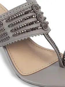 Mochi Women Open Toe Block Heel Sandals with Western - Embellished