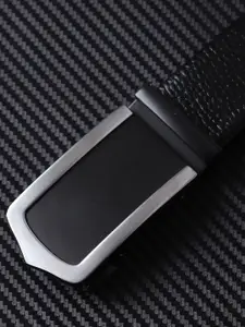 WINSOME DEAL Men Slider Buckle Closure Textured Formal Belt
