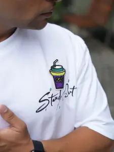 Maniac Men Graphic Printed Round Neck Cotton Oversized T-Shirt