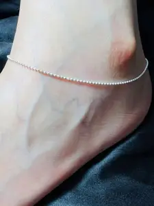 Arte Jewels Set of 2 925 Sterling Silver-Plated Anklets