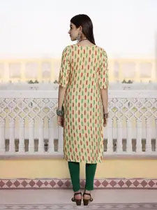 7Threads Women Ethnic Motifs Printed Sequinned Floral Crepe Kurta