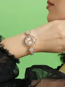 HAUTE SAUCE by  Campus Sutra HAUTE SAUCE by Campus Sutra Women Embellished Dial & Stainless Steel Bracelet Style Straps Analogue Watch