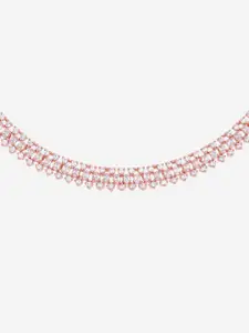 Kushal's Fashion Jewellery Copper Rose Gold-Plated Cubic Zirconia Studded Minimal Necklace