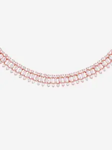 Kushal's Fashion Jewellery Copper Rose Gold-Plated Cubic Zirconia Studded Necklace