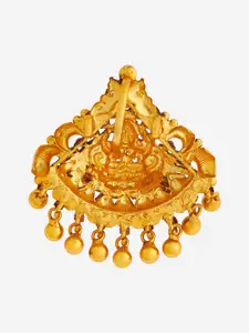 Kushal's Fashion Jewellery Gold Plated 92.5 Pure Silver Artificial Stones Temple Pendant