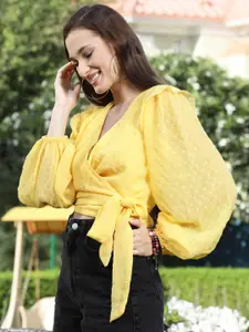 Sera Tie and Dye Flared Sleeve Chiffon Crop Top