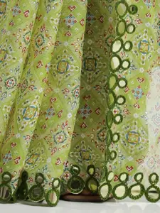 Jaipur Kurti Floral Mirror Work Pure Georgette Saree