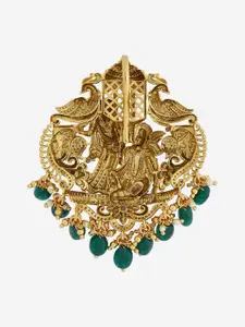 Kushal's Fashion Jewellery Embellished Bridal 92.5 Silver Gold-Plated Zircon Pendant