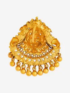 Kushal's Fashion Jewellery 92.5 Pure Silver Gold-Plated Stones Studded Temple Pendant