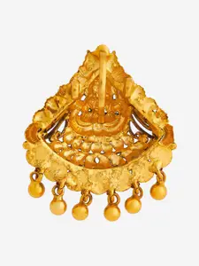 Kushal's Fashion Jewellery 92.5 Pure Silver Gold-Plated Stones Studded Temple Pendant